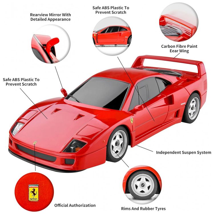 Carrinho-de-Controle-Remoto-Ferrari-F40-Escala-1-24-para-foto-2