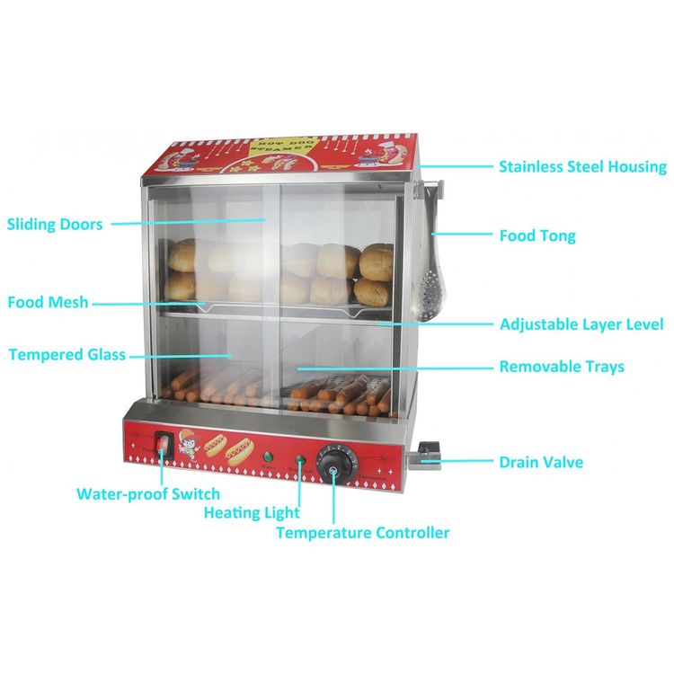 Maquina-de-Hot-Dog-a-Vapor-com-Controle-de-Temperatura-110V-foto-3