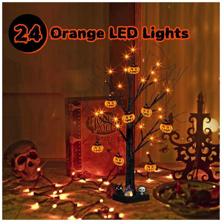 Arvore-de-Halloween-a-Bateria-com-24-Luzes-Roxas-8-Enfeites-foto-2