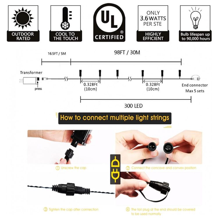 Pisca-Pisca-300-LED-30-Metros-a-Prova-dAgua-com-8-Modos-para-foto-2