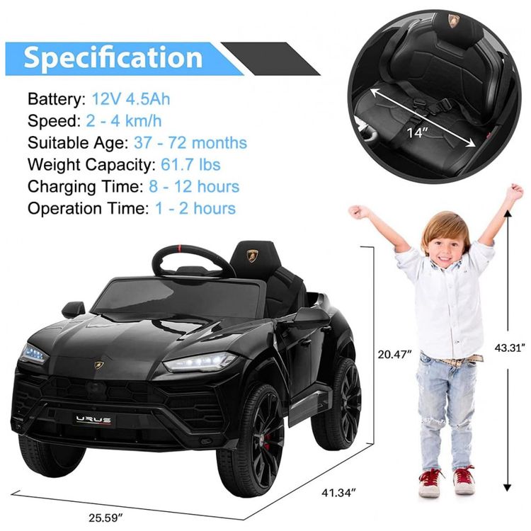 Carro-Eletrico-Infantil-a-Bateria-12V-Recarregavel-com-foto-1