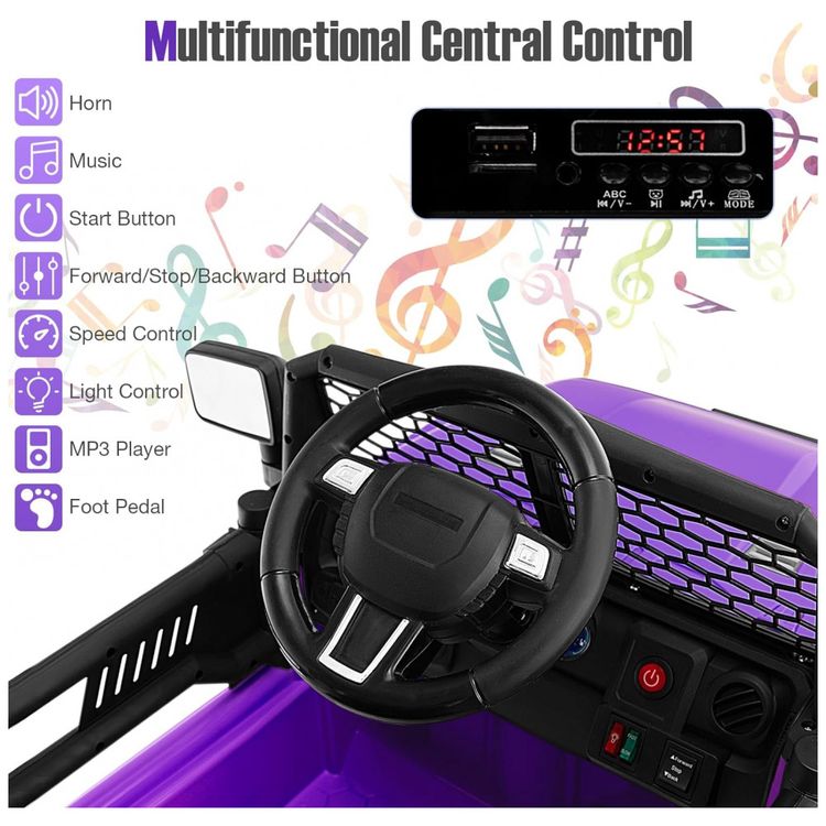 Carro-Eletrico-Infantil-a-Bateria-12V-com-Luzes-LED-Buzina.-foto-2