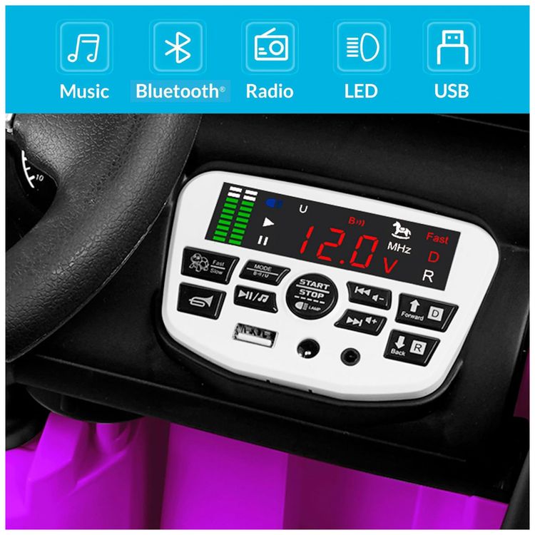 Carro-Eletrico-Infantil-a-Bateria-12V-com-2-Assentos-Luzes-foto-2