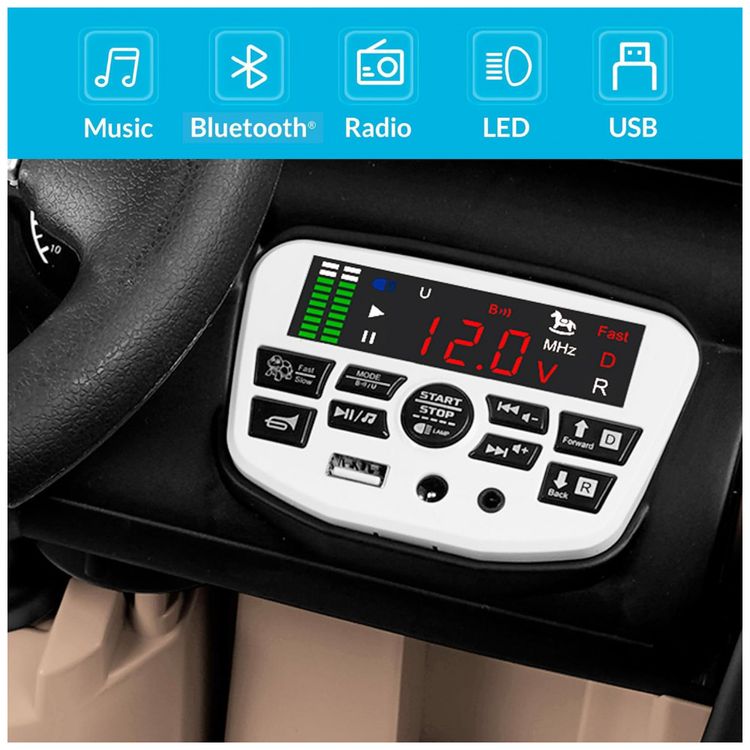 Carro-Eletrico-Infantil-a-Bateria-12V-com-2-Assentos-Luzes-foto-2