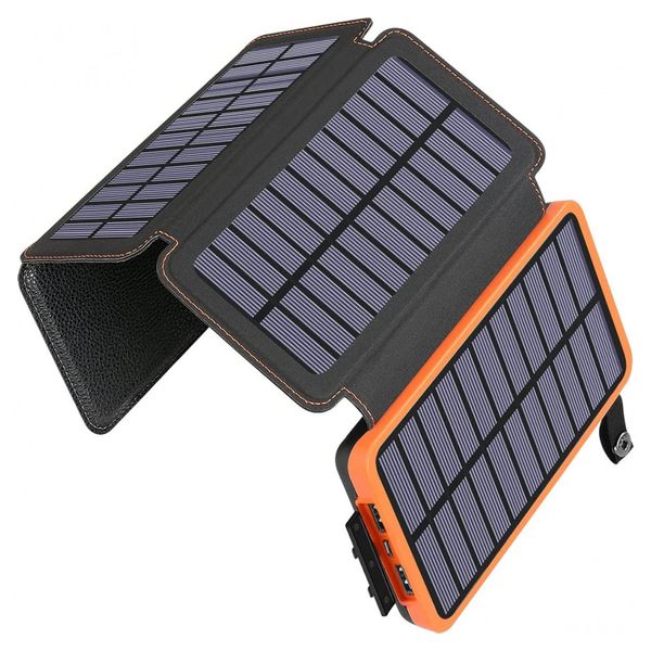 Powerbank Painel Solar Carregador 25000mAh Prova D Água Camping Nautica Viagem, ADDTOP HI S025, Laranja