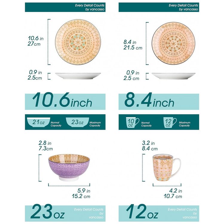 Aparelho-de-Jantar-com-16-Pecas-em-Porcelana-Incluindo-foto-1