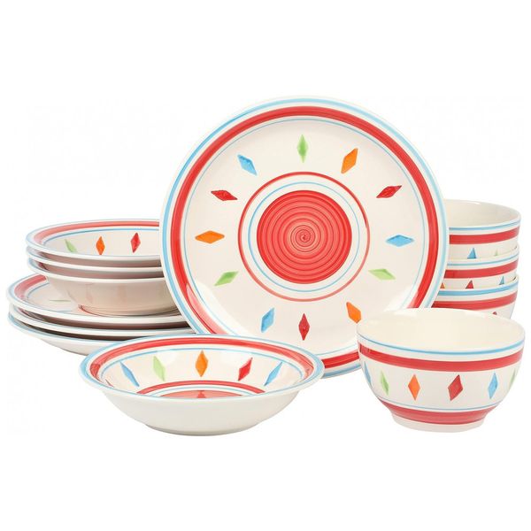 Aparelho-de-Jantar-com-12-Pecas-em-Ceramica-Pintadas-a-Mao-foto-0