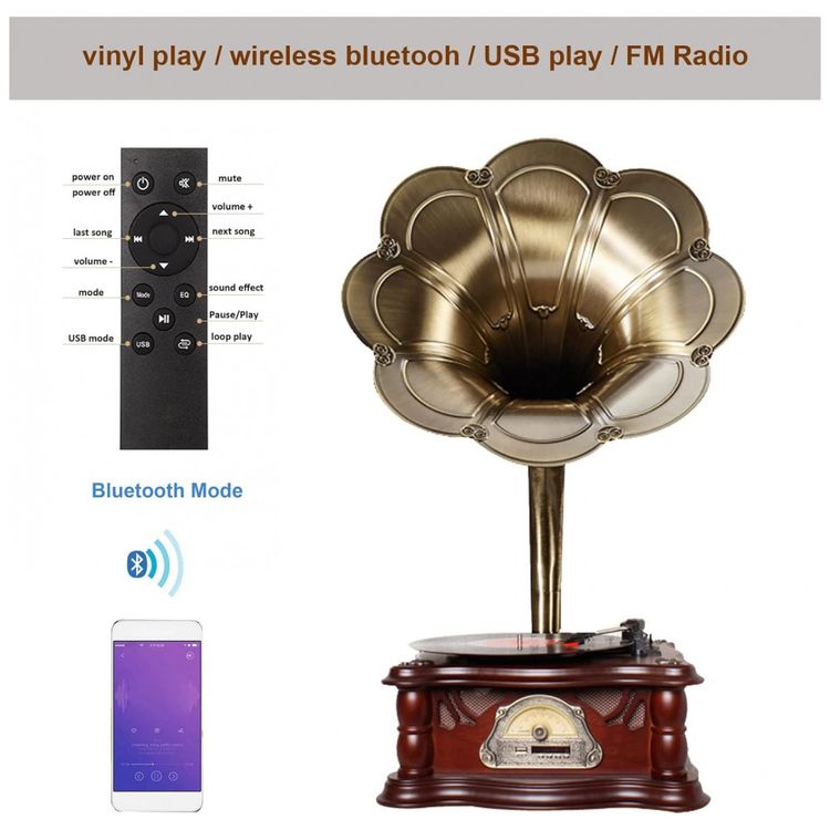 Gramofone-Toca-Discos-Retro-com-Entrada-USB-Radio-FM-e-foto-2