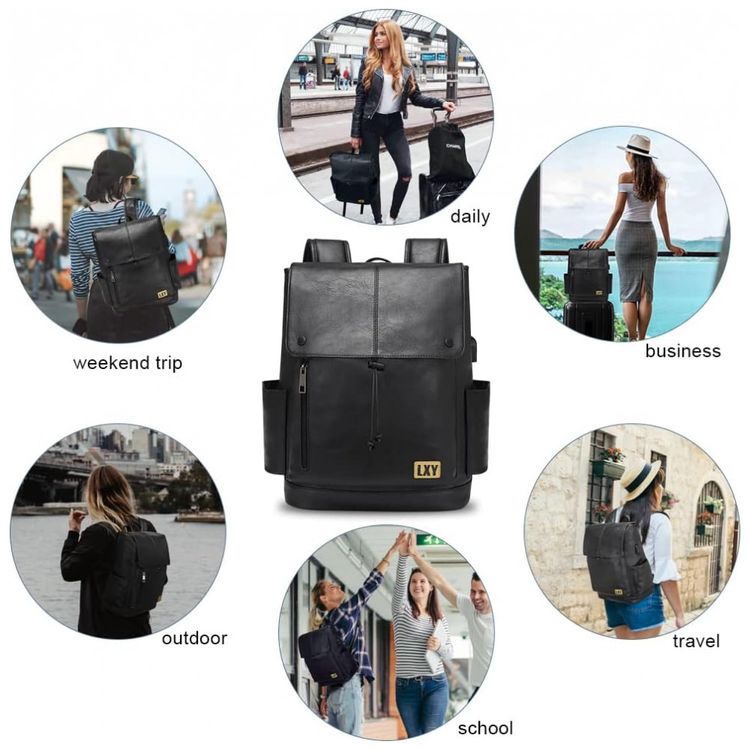 Mochila-Unissex-de-Couro-Sintetico-para-Laptop-e-Porta-foto-2