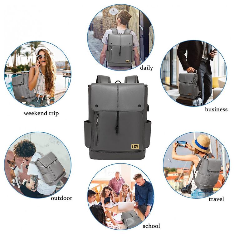 Mochila-Unissex-de-Couro-Sintetico-para-Laptop-e-Porta-foto-2