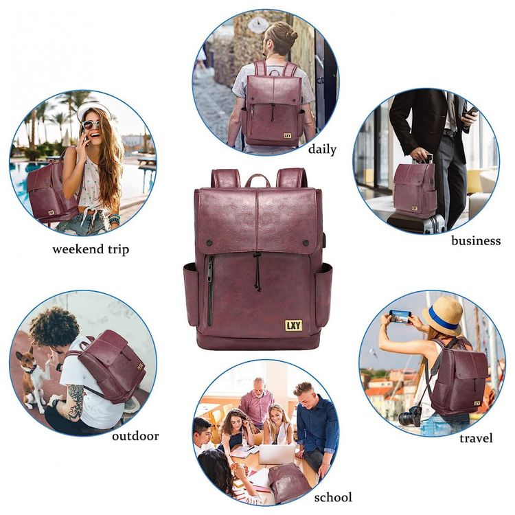 Mochila-Unissex-de-Couro-Sintetico-para-Laptop-e-Porta-foto-2