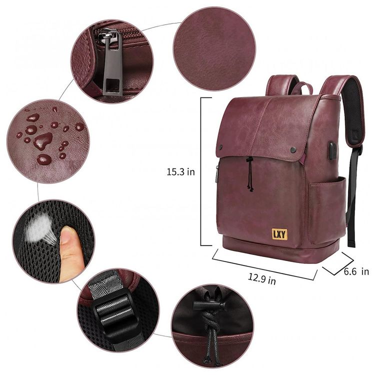 Mochila-Unissex-de-Couro-Sintetico-para-Laptop-e-Porta-foto-3