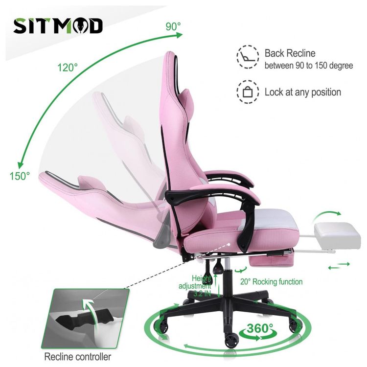 Cadeira-Gamer-Reclinavel-e-Giratoria-com-Apoio-para-Lombar-e-foto-3