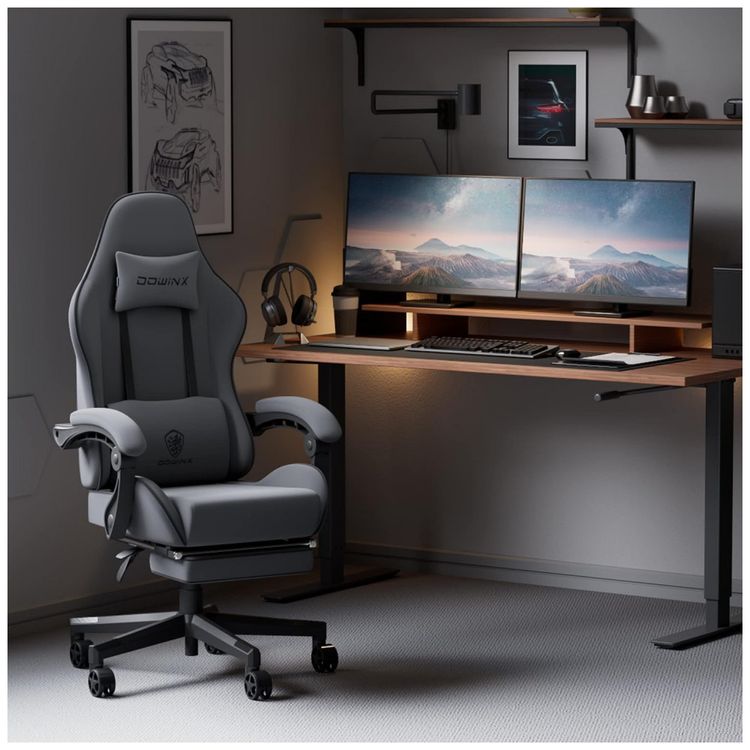 Cadeira-Gamer-Reclinavel-e-Giratoria-com-Almofada-de-Mola-foto-1