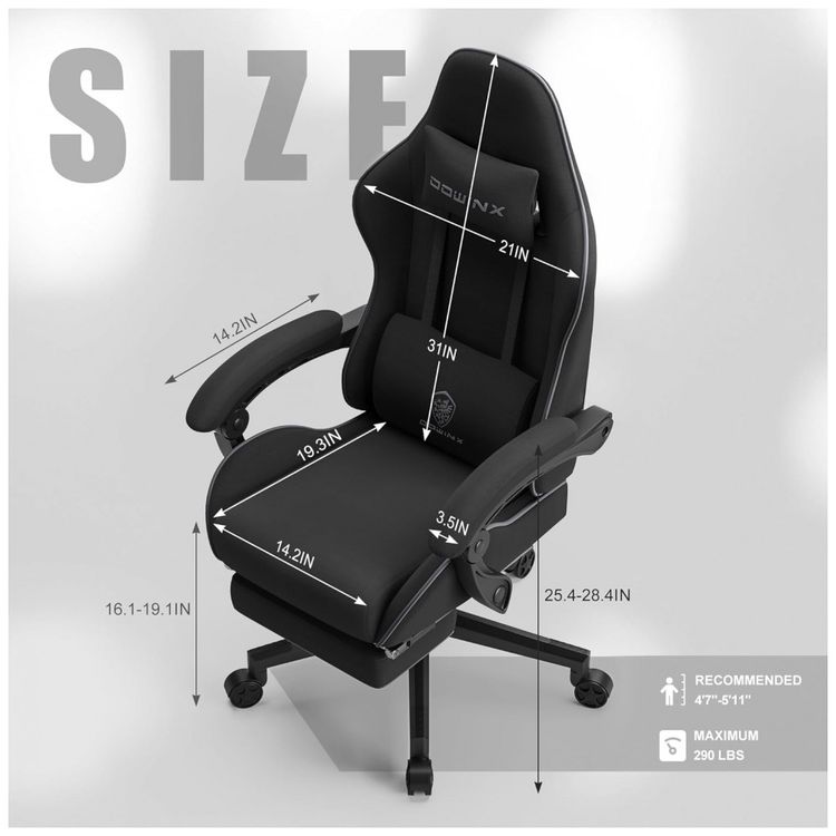 Cadeira-Gamer-Reclinavel-e-Giratoria-com-Almofada-de-Mola-foto-2