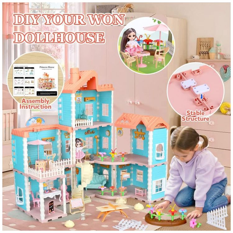 Casa-de-Bonecas-com-3-Quartos-e-Acessorios-para-Criancas-de-foto-5