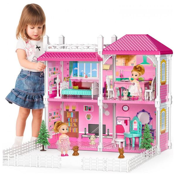 Casa-de-Bonecas-com-7-Quartos-e-Comodos-Customizaveis-para-foto-0
