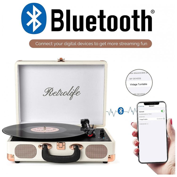 Toca-Discos-Retro-3-Velocidades-com-Bluetooth-e-Alto-foto-1