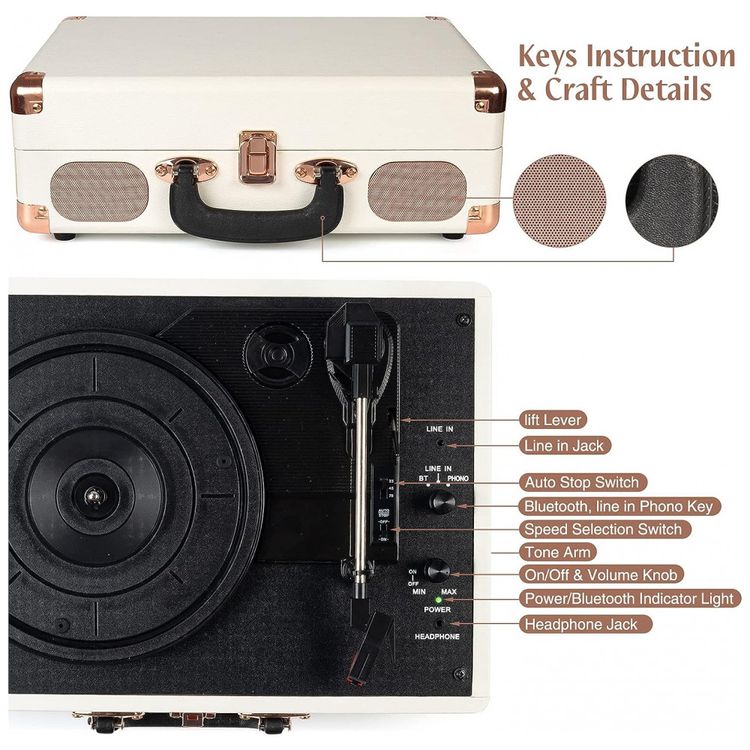 Toca-Discos-Retro-3-Velocidades-com-Bluetooth-e-Alto-foto-3