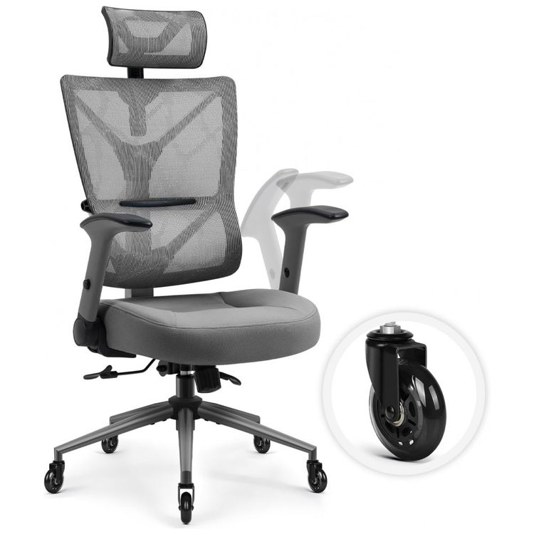 Cadeira-de-Escritorio-Ergonomica-com-Encosto-Alto-e-Apoio-de-foto-0
