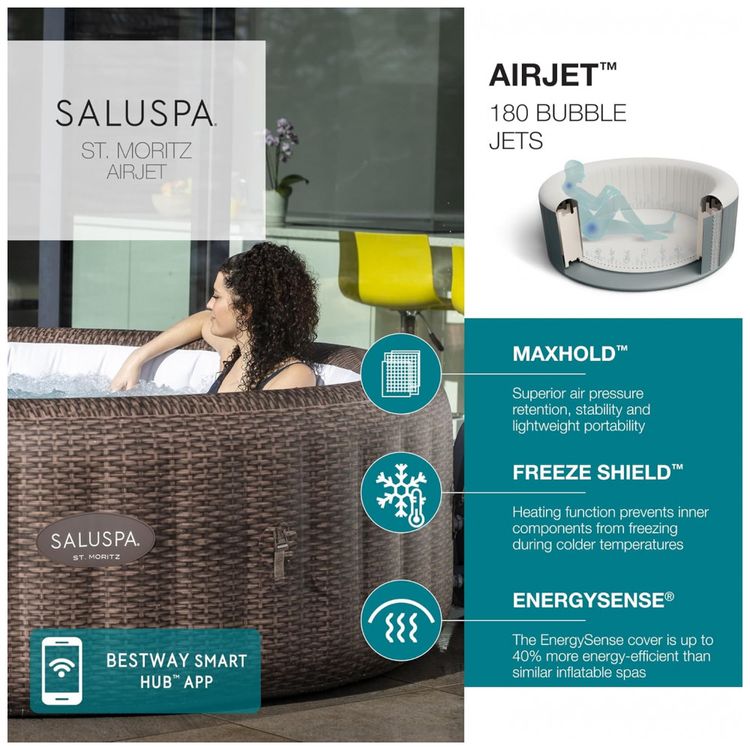 Spa-Inflavel-Hidromassagem-para-5-a-7-Pessoas-com-180-Jatos-foto-2