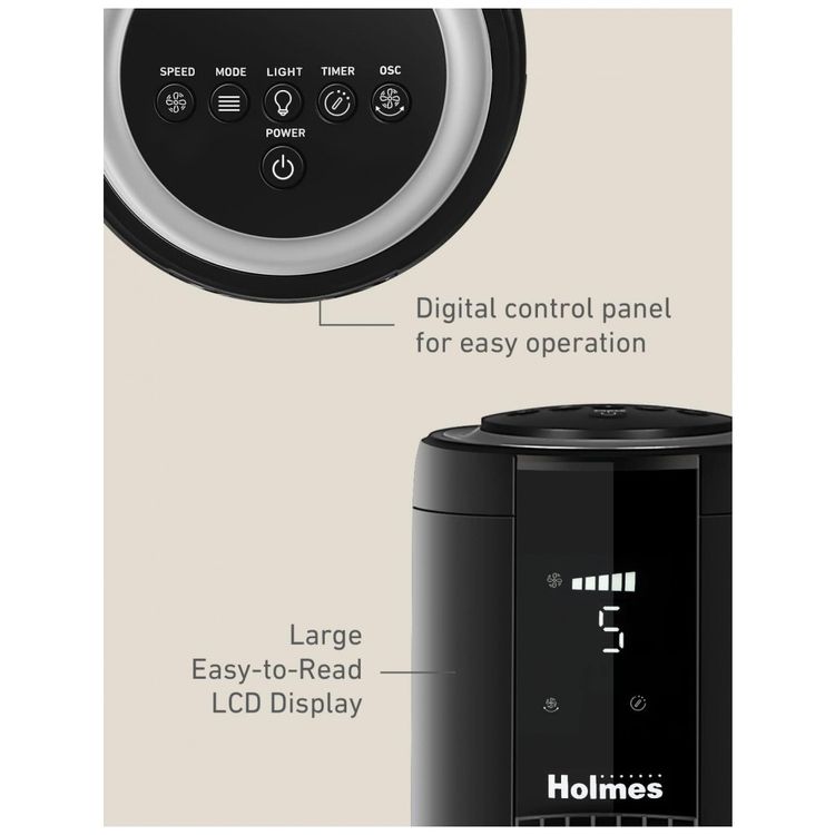 Ventilador-de-torre-digital-HOLMES-42-com-luz-de-destaque-foto-5