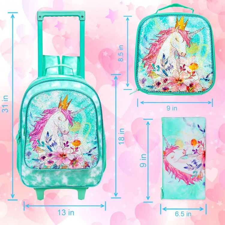 Mochila-Escolar-Infantil-45cm-CCJPX-Uniconio-Verde-3-Pecas-foto-3