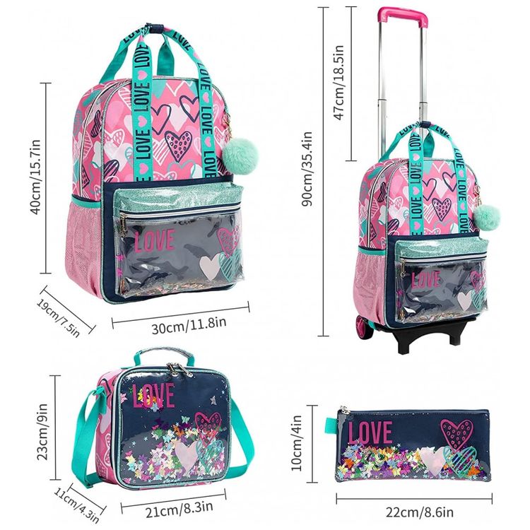 Mochila-Escolar-Infantil-40cm-IvyH-3-Pecas-com-Lancheira-foto-2