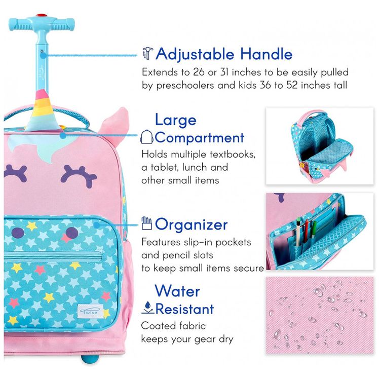 Mochila-Escolar-Infantil-com-Rodinhas-40cm-TWISE-Unicornio-foto-5