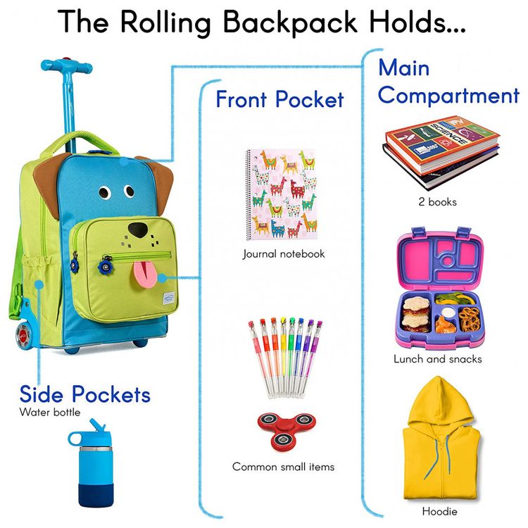 Mochila-Escolar-Infantil-com-Rodinhas-40cm-TWISE-Cachorro-foto-3