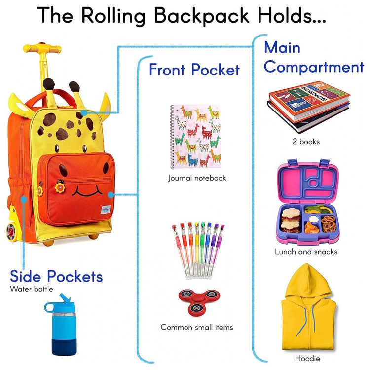 Mochila-Escolar-Infantil-com-Rodinhas-32cm-TWISE-Girafa-para-foto-2