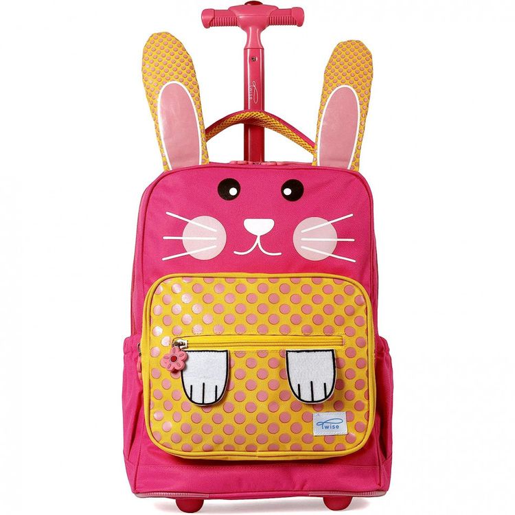 Mochila-Escolar-Infantil-com-Rodinhas-40cm-TWISE-Coelha-para-foto-0