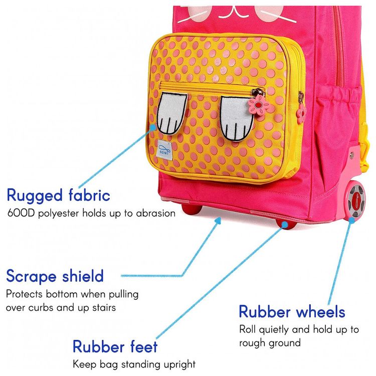 Mochila-Escolar-Infantil-com-Rodinhas-40cm-TWISE-Coelha-para-foto-4