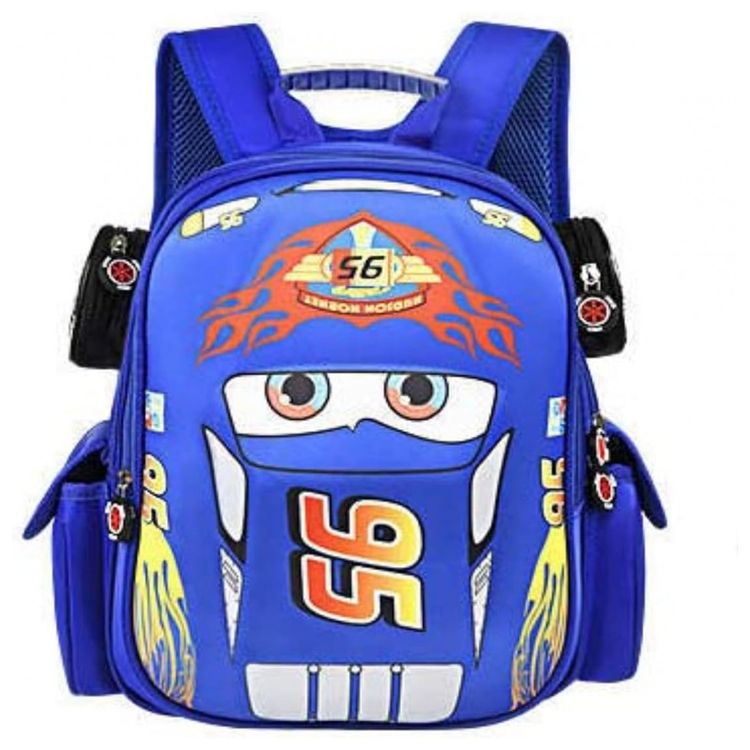 Mochila-Escolar-Infantil-33cm-QWZY-Carros-para-Meninos-Azul-foto-0