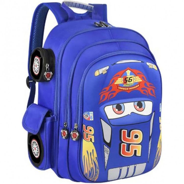 Mochila-Escolar-Infantil-33cm-QWZY-Carros-para-Meninos-Azul-foto-2