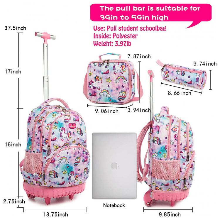 Mochila-Escolar-Infantil-com-Rodinhas-45cm-Jasminestar-para-foto-2