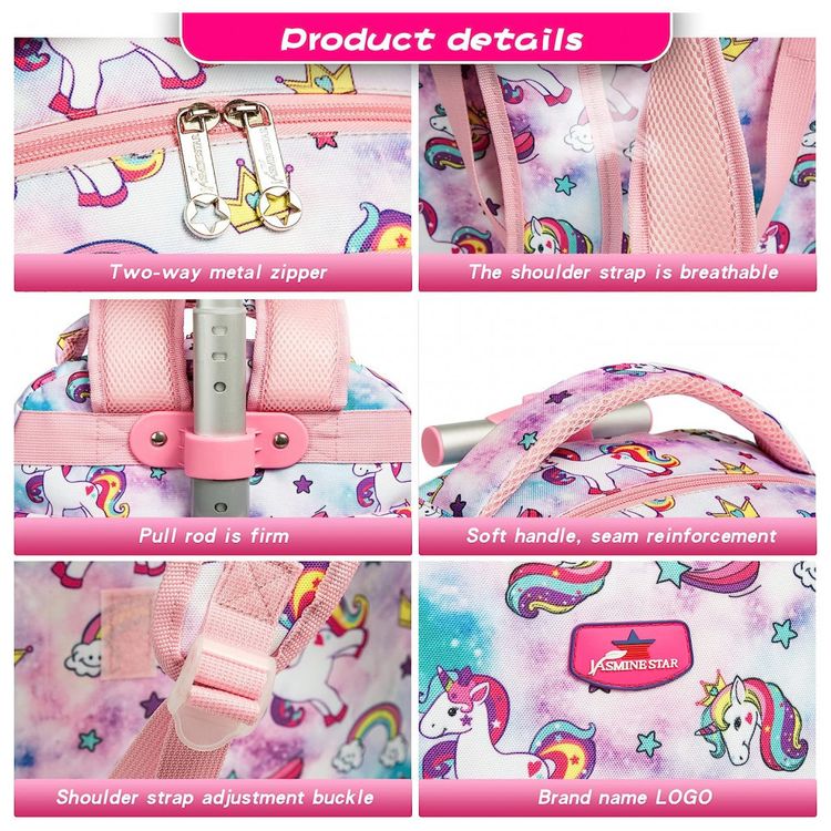 Mochila-Escolar-Infantil-com-Rodinhas-45cm-Jasminestar-para-foto-3