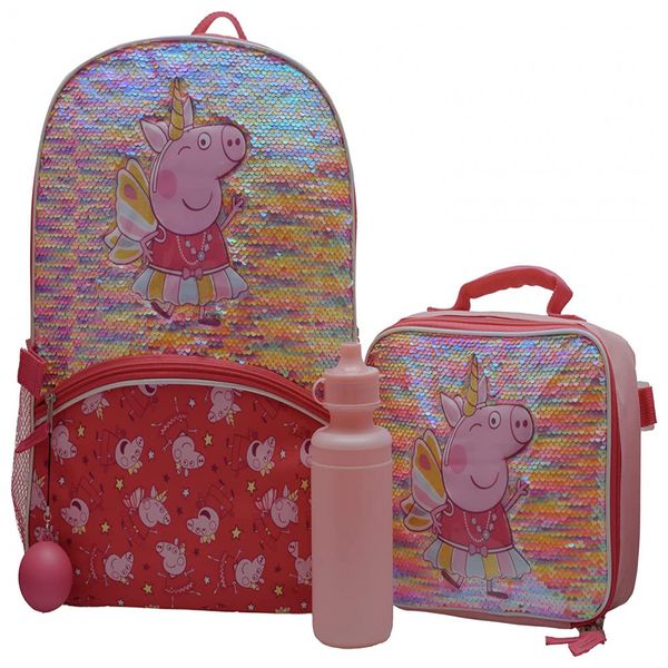 Mochila-Escolar-Infantil-Peppa-Pig-com-Lancheira-Garrafa-de-foto-0
