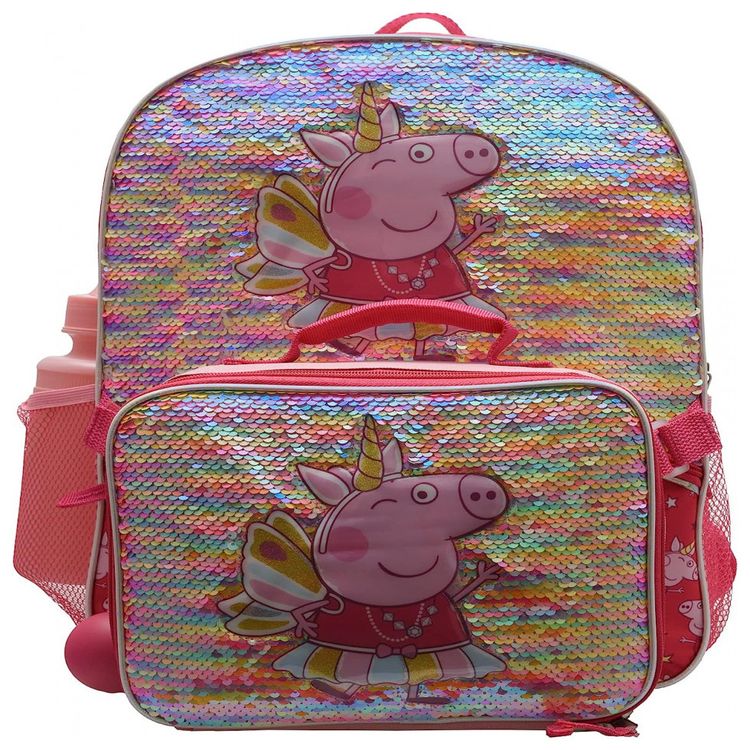 Mochila-Escolar-Infantil-Peppa-Pig-com-Lancheira-Garrafa-de-foto-1