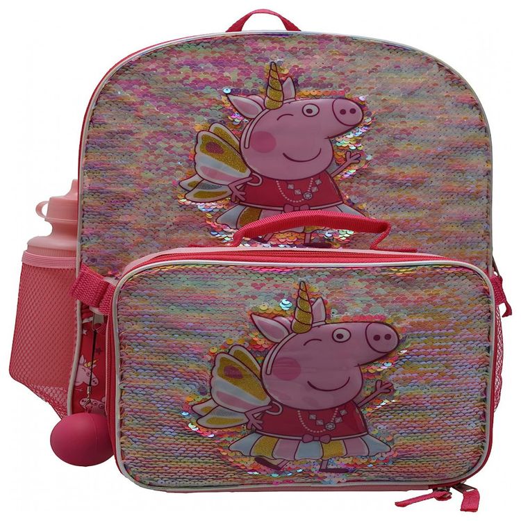 Mochila-Escolar-Infantil-Peppa-Pig-com-Lancheira-Garrafa-de-foto-2