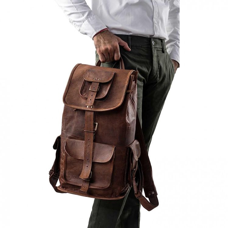 Mochila-Masculina-para-Laptop-de-Couro-Envelhecido-de-Cabra-foto-2