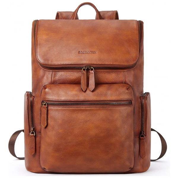 Mochila-Masculina-para-Laptop-de-Couro-BOSTANTEN-Marrom-foto-0