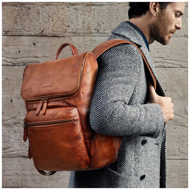 Mochila-Masculina-para-Laptop-de-Couro-BOSTANTEN-Marrom-foto-1