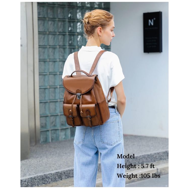 Mochila-Feminina-para-Laptop-de-Couro-COOLCY-Marrom-foto-1