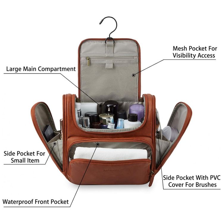 Necessaire-Masculina-de-Couro-BAGSMART-Marrom-foto-1