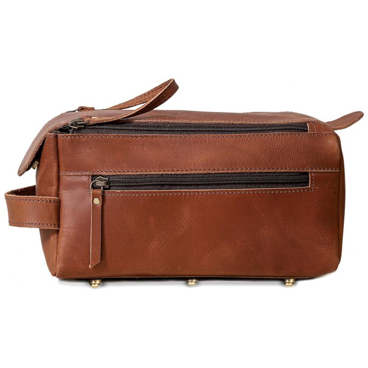Necessaire-Masculina-Cuero-de-Couro--Marrom-Claro-foto-2