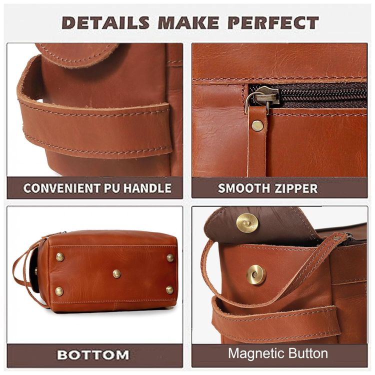 Necessaire-Masculina-Cuero-de-Couro--Marrom-Claro-foto-3