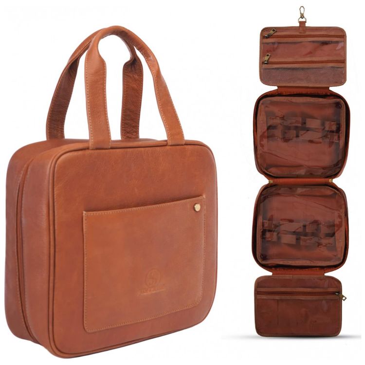Necessaire-Masculina-de-Couro-SAM-JAMES-Marrom-Claro-foto-0