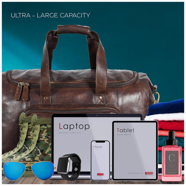 Bolsa-de-Viagem-Masculina-Classica-de-Couro-ESTALON-Marrom-foto-1
