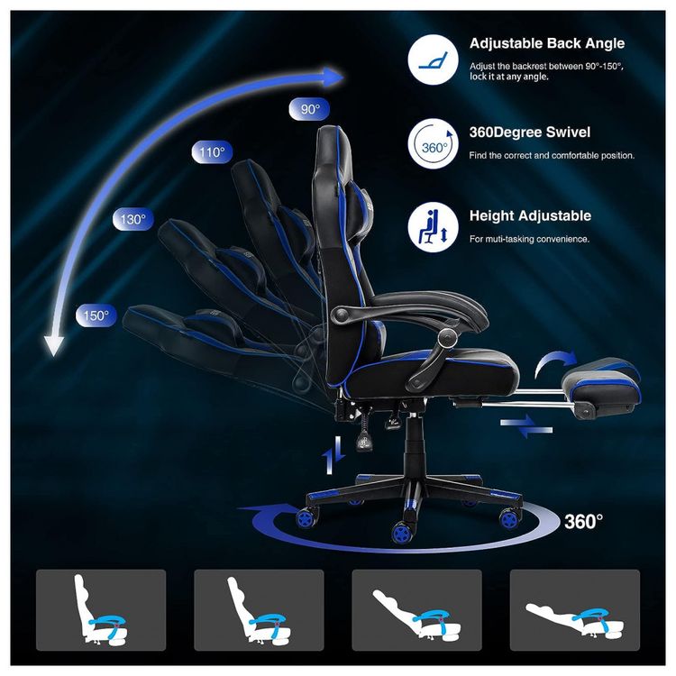 Cadeira-Gamer-Ergonomica-Giratoria-com-Suporte-Lombar-e-foto-2